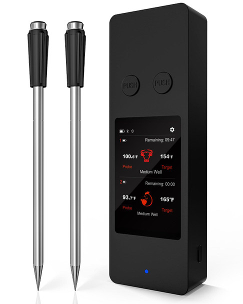 Awlkim 8Sensor Smart Wireless Meat Thermometer With Touchscreen Base and BuiltIn App 800Ft