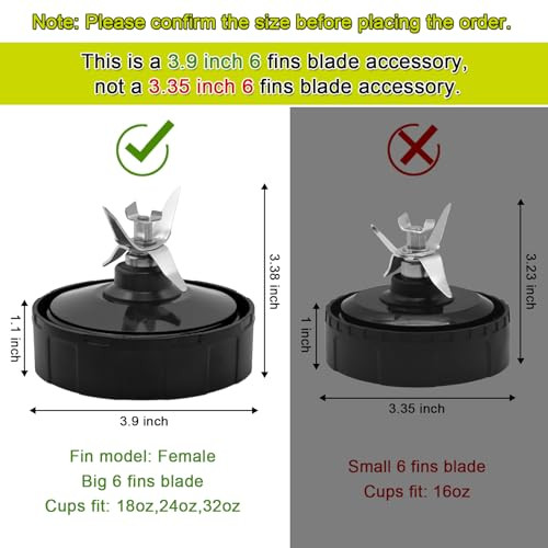 Chengsee Ninja Blender Blade Part 6Fins Female Extractor Blades Assembly Compatible