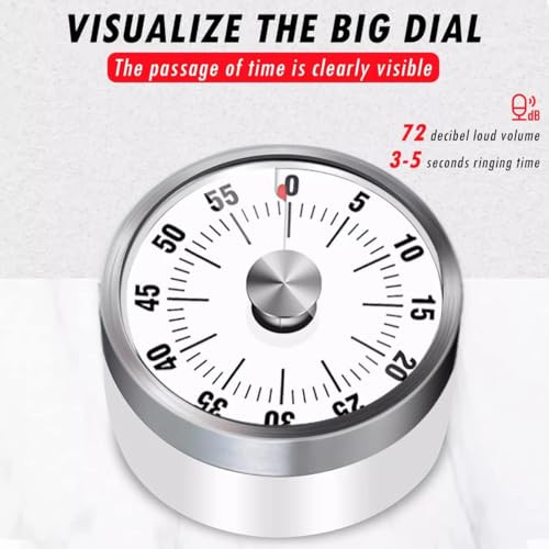 Albayrak Visual Kitchen Timer For Cooking And Kids With Loud Alarm Classroom Stainless Steel
