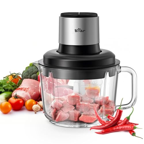 Bear Food Processor Electric Food Chopper With / Handheld Glass Bowls NoHole 8 Cup 400W