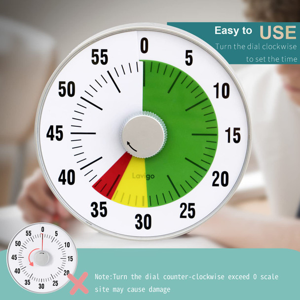 Lavigo Kitchen Timer Countdown Visual Analog Timer Quiet Counting Low Loud And 7.5 Inches Green