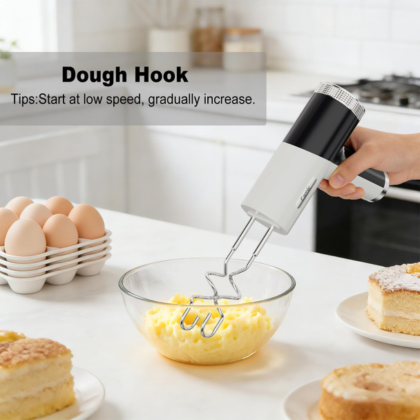 Camic Electric Hand Mixer With 9 Speeds Powerful Motor Cordless Hand Mixer White