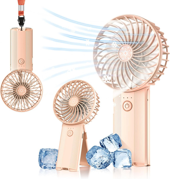 Portable Handheld Fan Pink,15H Max Cooling Time,Rechargeable Small Personal Fan,4 Speeds Battery Operated Fan,Women,Men'S Travel Portable Handheld Fan Pink,15H Max Cooling Time,Rechargeable Small Personal Fan,4 Speeds Battery Operated Fan,Women,Men'S Travel