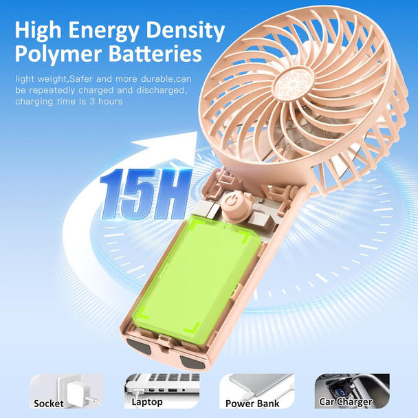 Portable Handheld Fan Pink,15H Max Cooling Time,Rechargeable Small Personal Fan,4 Speeds Battery Operated Fan,Women,Men'S Travel Portable Handheld Fan Pink,15H Max Cooling Time,Rechargeable Small Personal Fan,4 Speeds Battery Operated Fan,Women,Men'S Travel