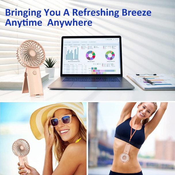 Portable Handheld Fan Pink,15H Max Cooling Time,Rechargeable Small Personal Fan,4 Speeds Battery Operated Fan,Women,Men'S Travel Portable Handheld Fan Pink,15H Max Cooling Time,Rechargeable Small Personal Fan,4 Speeds Battery Operated Fan,Women,Men'S Travel