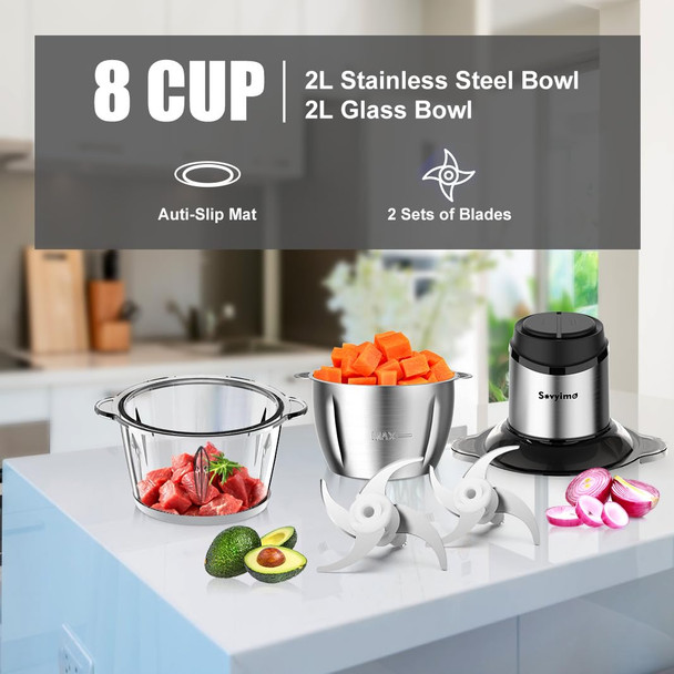 Sovyime Food Processor Meat Grinder Vegetable Chopper For Home Use Sovyime Small 8 Cup 350W