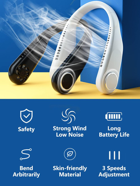 Neck Fan, Hand Free Personal Neck Fans For Your Neck, Portable Rechargeable Neck Fan, Up To 10 Hours Wearable Long Working Time Neck Fan, Hand Free Personal Neck Fans For Your Neck, Portable Rechargeable Neck Fan, Up To 10 Hours Wearable Long Working Time