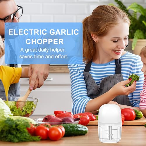 Kowsep Electric Garlic Chopper Mini Garlic Mincer Food Chopper Portable Small Food 1.4 Cup