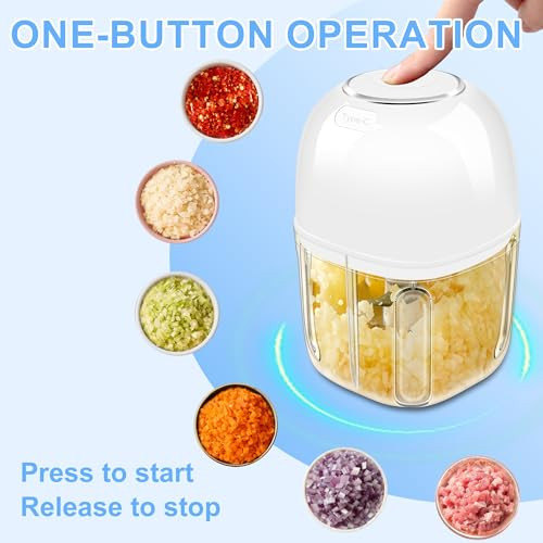 Kowsep Electric Garlic Chopper Mini Garlic Mincer Food Chopper Portable Small Food 1.4 Cup