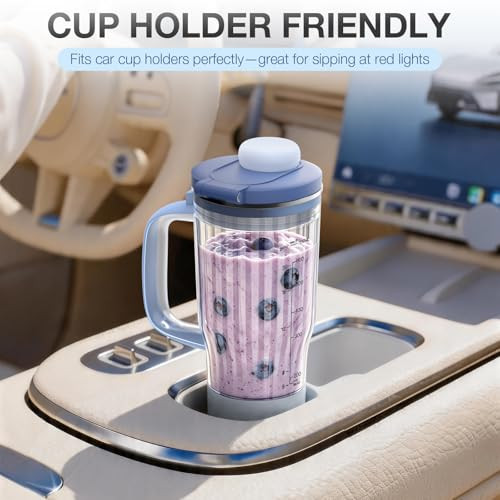 Tiyrgq Travel Tumbler For Ninja Blendboss Blender Cup With Leakproof Lid 26Oz