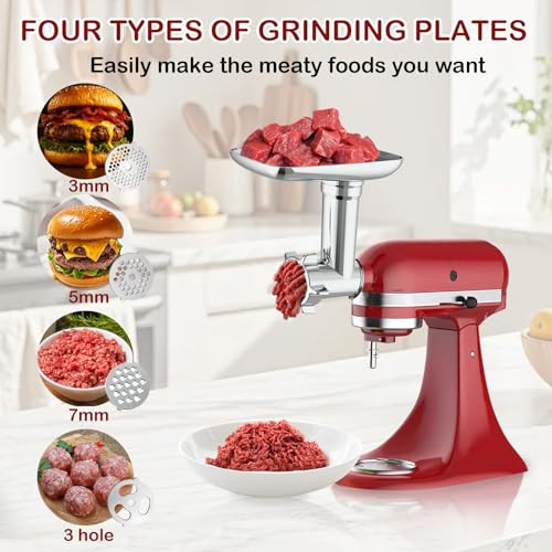 Akiosk Meat Grinder and Slicer Shredder Attachments For Kitchenaid Stand Mixer Meat