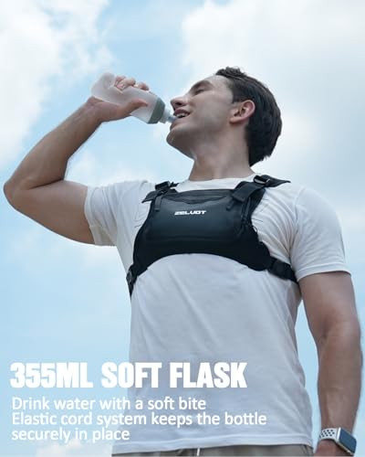 Zelvot Running Vest With Soft Flask Lightweight Adjustable Chest Pack With 4 350Ml Black