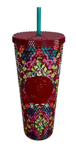 Starbucks Fall Floral Bling Cold Cup With Reusable Straw Limited Edition 24Oz