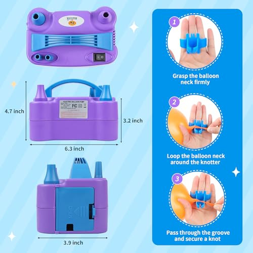Nulink Balloon Pump Electric Portable Dual Nozzle Air Pump For Balloons Blower 110V Purple