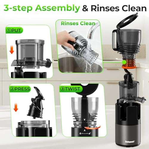 Godspeeds Juicer Machines With 5.8 Large Feed Chute Slow Masticating Cold Press