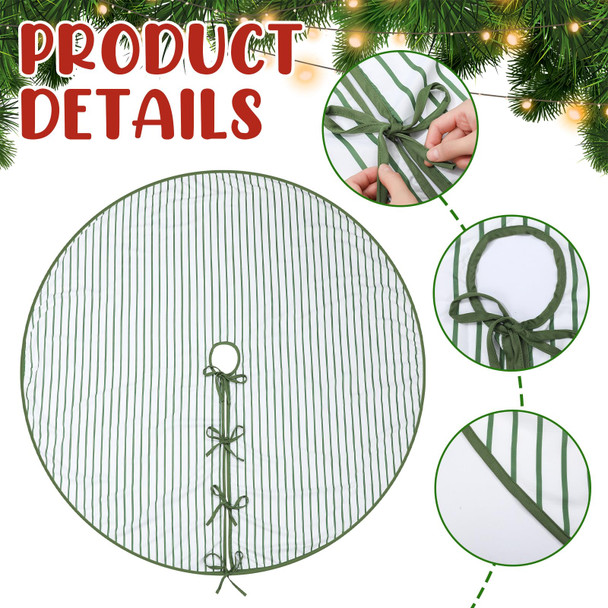 Vertintong Christmas Tree Skirt Green Stripe Cotton Tree Skirt For Xmas Home 60 Inches Green