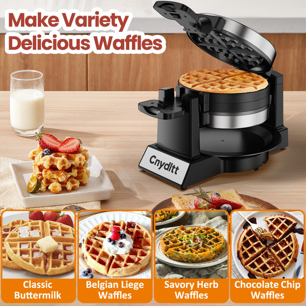Cnydltt Double Waffle Maker 1400W Black