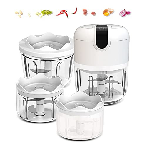 Pogeair 100+250+ White Cordless Mini Food ChopperSmall Food Processor For GarlicNutMeat 350Ml 3 Pcs