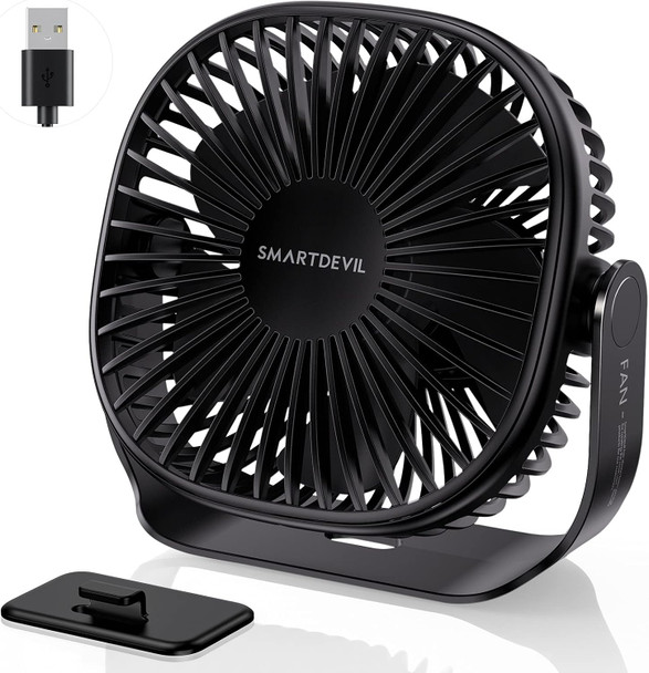 Smartdevil Small Usb Desk Fan, 3 Speeds Portable Personal Desktop Table Fan With Pasteable Hook, Dual 360° Adjustment Mini Fan Smartdevil Small Usb Desk Fan, 3 Speeds Portable Personal Desktop Table Fan With Pasteable Hook, Dual 360° Adjustment Mini Fan