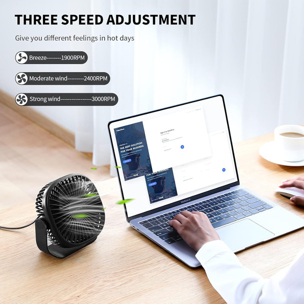 Smartdevil Small Usb Desk Fan, 3 Speeds Portable Personal Desktop Table Fan With Pasteable Hook, Dual 360° Adjustment Mini Fan