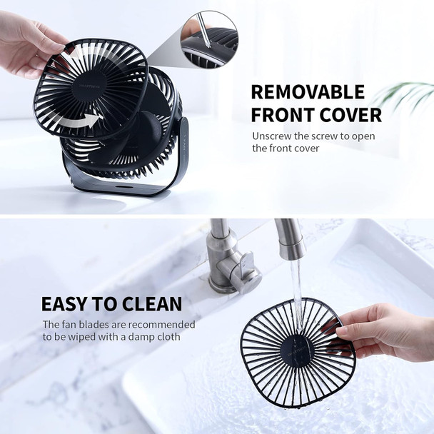 Smartdevil Small Usb Desk Fan, 3 Speeds Portable Personal Desktop Table Fan With Pasteable Hook, Dual 360° Adjustment Mini Fan