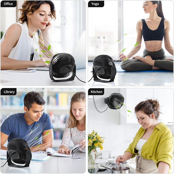 Smartdevil Small Usb Desk Fan, 3 Speeds Portable Personal Desktop Table Fan With Pasteable Hook, Dual 360° Adjustment Mini Fan