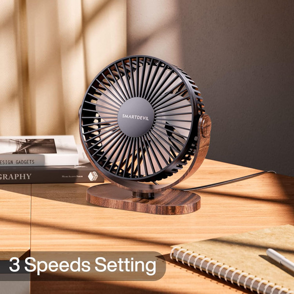 Smartdevil Usb Small Desk Fan, 3 Speeds Portable Desktop Table Fan, 90° Adjustment Personal Mini Fan, Quiet Operation, For Home