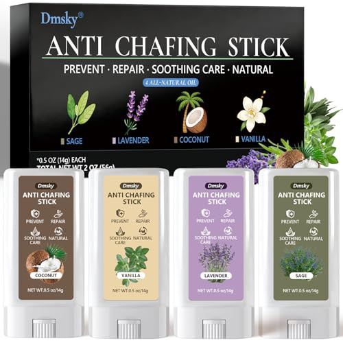 Dmsky 4 Flavors Anti Chafe BalmAnti Chafing Stick For Men And WomenChafing 0.5 Oz