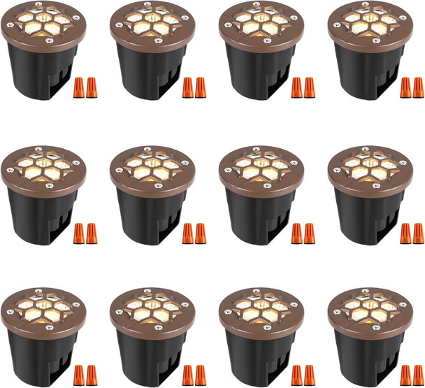 Smy Lighting 12W Well Lights Landscape Led In Ground Lights, Grated Top AntiGlare,1224V Ac/Dc Low Voltage, Ip67 Waterproof Alumin