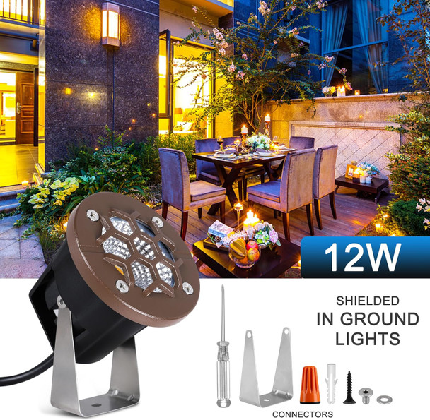 Smy Lighting 12W Well Lights Landscape Led In Ground Lights, Grated Top AntiGlare,1224V Ac/Dc Low Voltage, Ip67 Waterproof Alumin