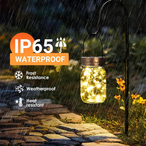 Solpex 6 Pack Mason Jar Solar Lights, Solar Lanterns Outdoor Waterproof, Jars Hangers Included, 30 Leds Hanging Lights Solar Fair