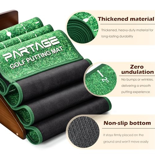 Partage Putting Green Indoor Extra Large and Wide Golf Putting Mats Practice 9.8Ft Green