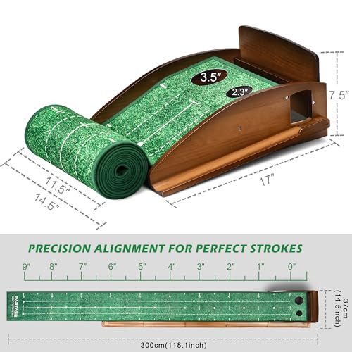 Partage Putting Green Indoor Extra Large and Wide Golf Putting Mats Practice 9.8Ft Green