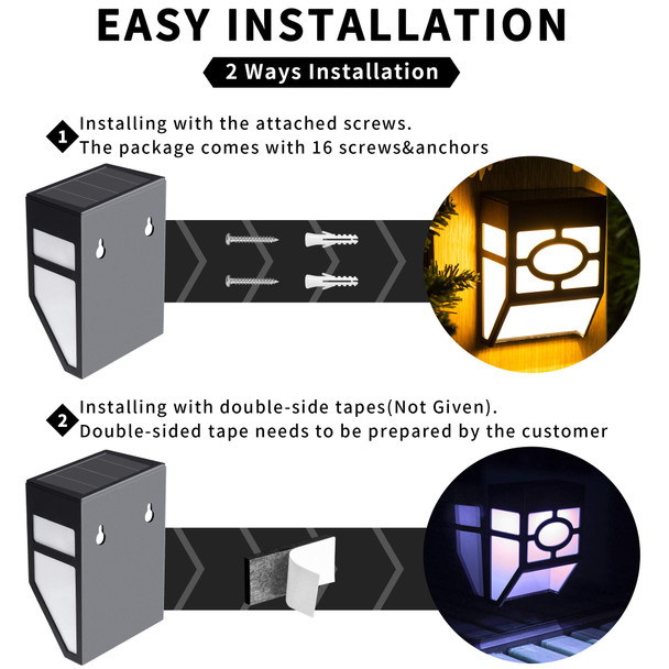 Solpex Solar Deck LightsSolar Fence Lights 2 Modes Christmas Decoration LightsUnique Pattern 8Pack Black