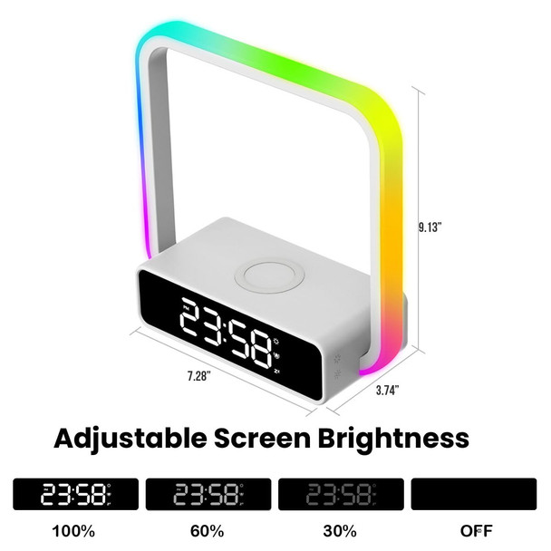 Agek Digital Alarm Clock Wireless Charger Dimmable Small Bedside Lamp With Alarm