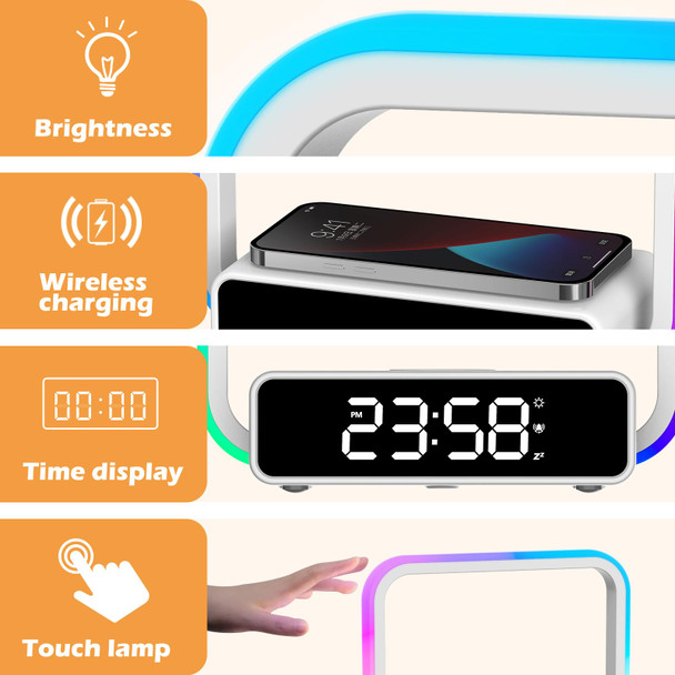 Agek Digital Alarm Clock Wireless Charger Dimmable Small Bedside Lamp With Alarm
