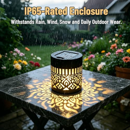 Obfuscate Solar Mandala Lights OutdoorWaterproof Led Mandala Designed Fence LightMetal Hollow IronDecorative Black
