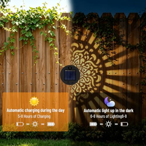 Obfuscate Solar Mandala Lights OutdoorWaterproof Led Mandala Designed Fence LightMetal Hollow IronDecorative Black