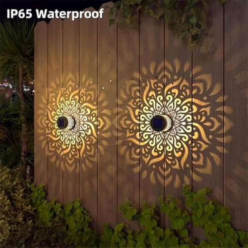 Uniqus Decorative Solar Mandala Lights Solar Powered Outdoor Deck Step Wall Lights 2Pcs