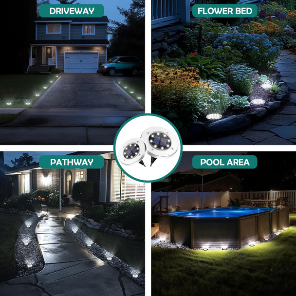 Solpex Solar Lights Outdoor, 12 Pack Solar Lights For Outside, 8 Led Waterproof Landscape Lighting, Solar Powered InGround Lights