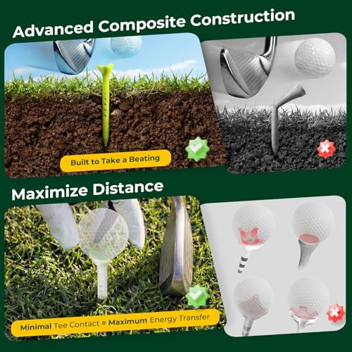 Zcoorey Golf Tees 3 1/4 Low Spin 3Prong Plastic Tees Reduce Friction 50 Pack