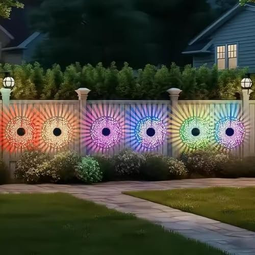 Cocequc Solar Mandala Lights Outdoor7Color Changing Solar Mandala Projection Wall LightWaterproof Led 4 Pack