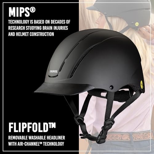 Troxel Spirit With Mips Technology Full Coverage Horse Riding Helmet Horseback Riding Black