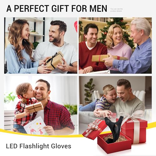 Thxtoms Flashlight Gloves Rechargeable Fathers Day Birthday For Men Husband Boyfriend Dad