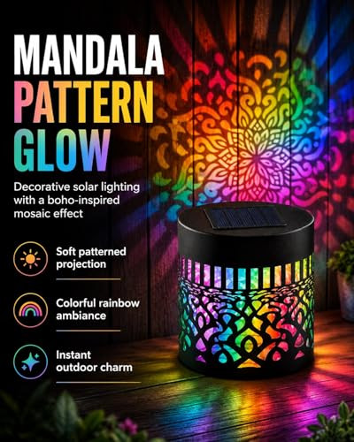 Huprh Solar Mandala Lights Outdoor Metal Solar Powered Fence Lights Waterproof Metal
