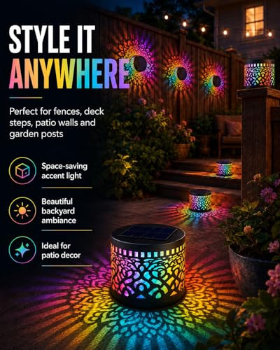 Huprh Solar Mandala Lights Outdoor Metal Solar Powered Fence Lights Waterproof Metal