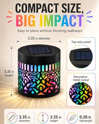 Huprh Solar Mandala Lights Outdoor Metal Solar Powered Fence Lights Waterproof Metal