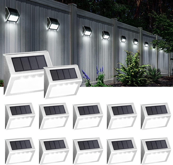 Solpex Solar Step Lights, 12 Pack Stair Lights, Outdoor Fence Lighting, Solar Powered Deck Lights Waterproof 4 Leds For Stairway