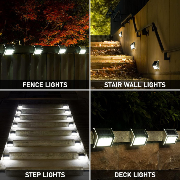 Solpex Solar Step Lights, 12 Pack Stair Lights, Outdoor Fence Lighting, Solar Powered Deck Lights Waterproof 4 Leds For Stairway