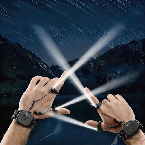 Mayjazz Rechargeable Hands Fingertip Flashlight Wrist Mounted Finger Work Light Flexible